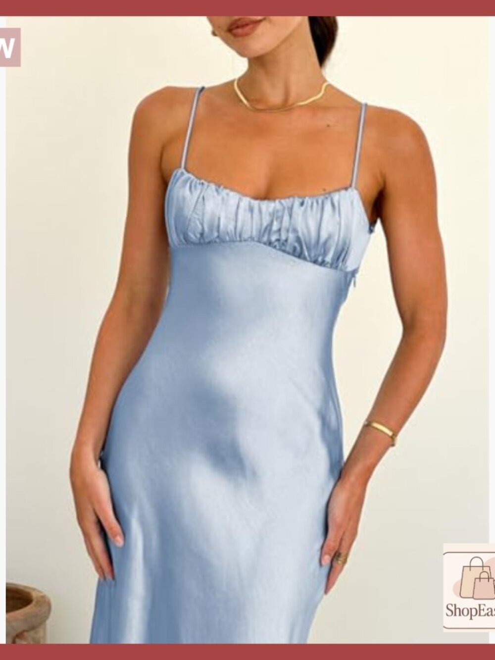 Satin Backless Ruched Twist Midi Dress Elegant Cocktail Wedding Guest - Picture 4 of 5